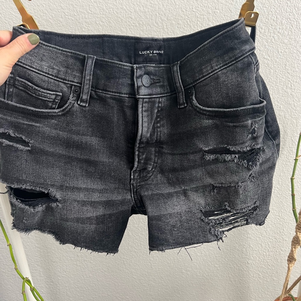 Lucky Brand Distressed Black Denim Shorts